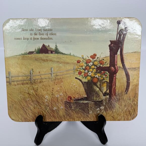 Vintage 70's Farm Scene Cork Backed Hot Plaques/Wall Hanging Set of 4 READ - Picture 5 of 11